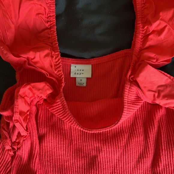 Red Ruffled Women's Top - Picture 3 of 4